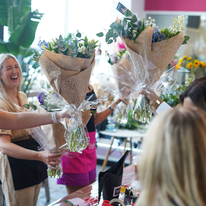 Flower arrangement workshop and morning of breakfast & bouquets at The Garden Concept.