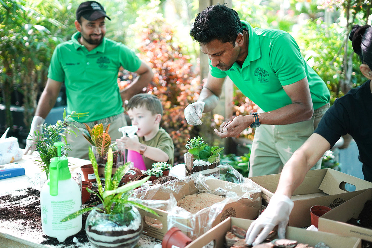 Greening up our Saturday morning with terrarium making workshop.