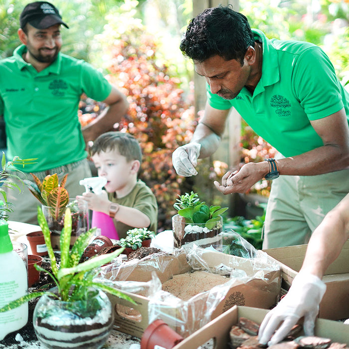 Greening up our Saturday morning with terrarium making workshop.