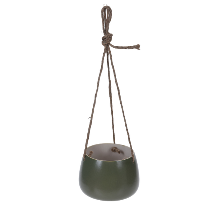 Reen flower pot ceramic w/ rope