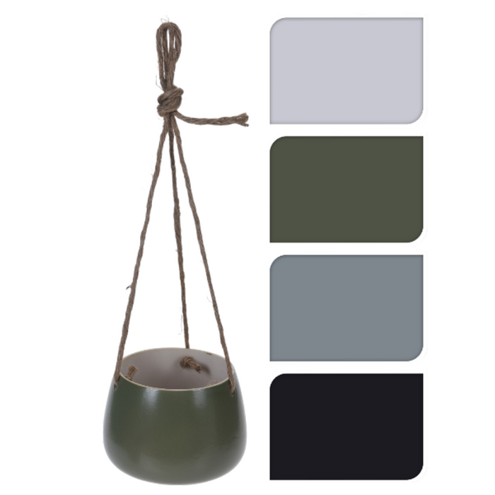 Reen flower pot ceramic w/ rope