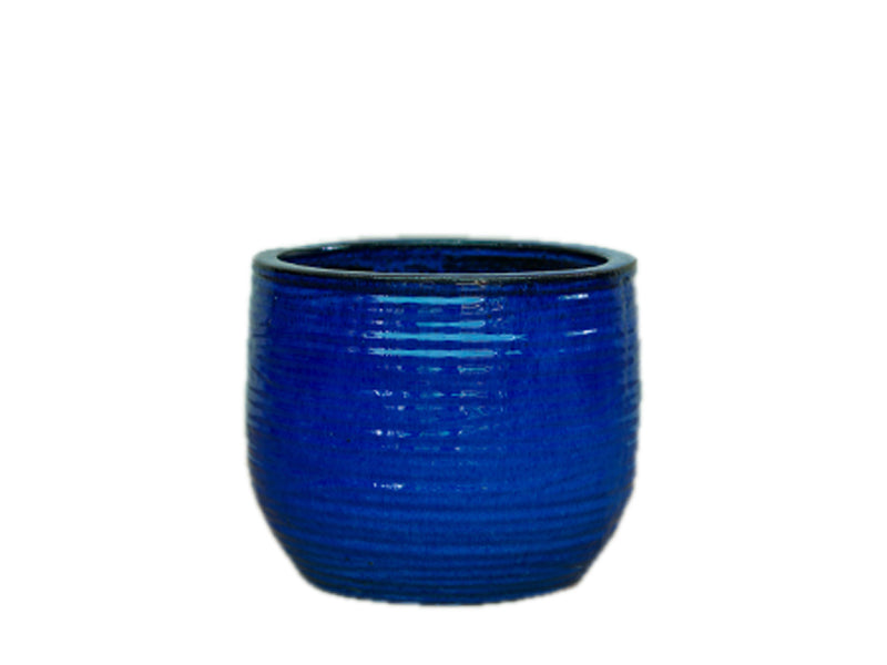 Ridge Glazed Egg pot - Falling Blue 'W46 x H39