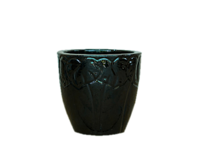 Portly Egg Wave Pot - Shiny Black D52 x H51
