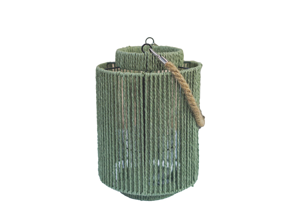 KP Sisal Lantern Green H32cm