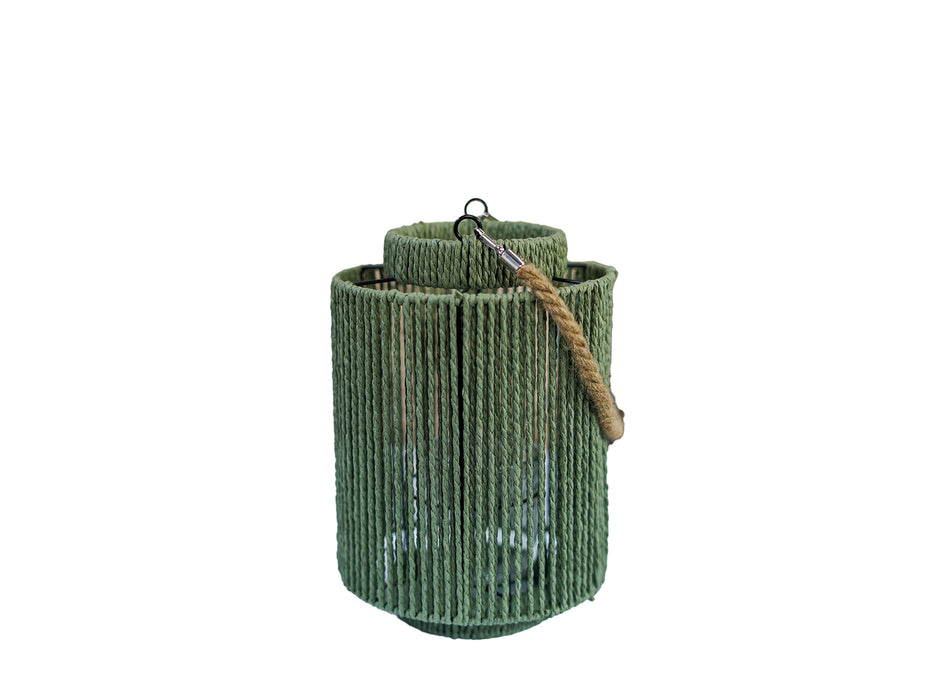 KP Sisal Lantern Green H32cm
