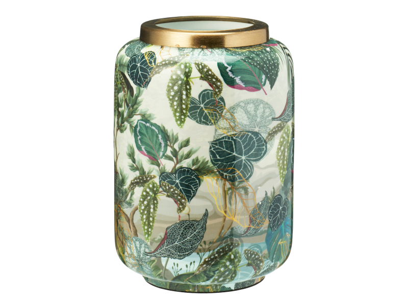 Flower vase jungle print 20.5cm