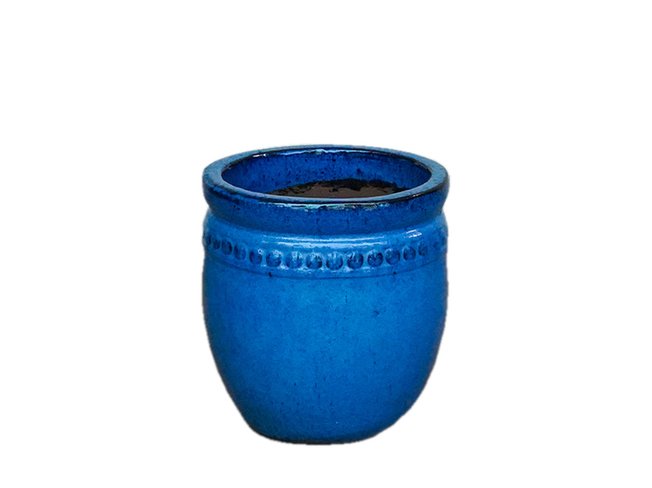 Rim Glazed Blue Pot