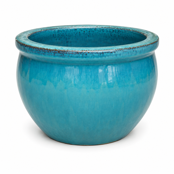 Glazed Shallow Round Rim Pot