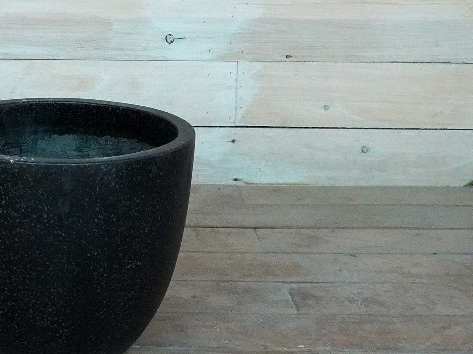Terrazzo Egg Cement Pot - Black