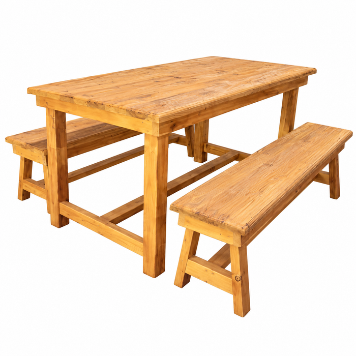 CRP Garden table w/bench 90x150x75H طاولة حديقة مع مقعد من سي آر بي، أبعادها 90×150×75 سم ارتفاعًا