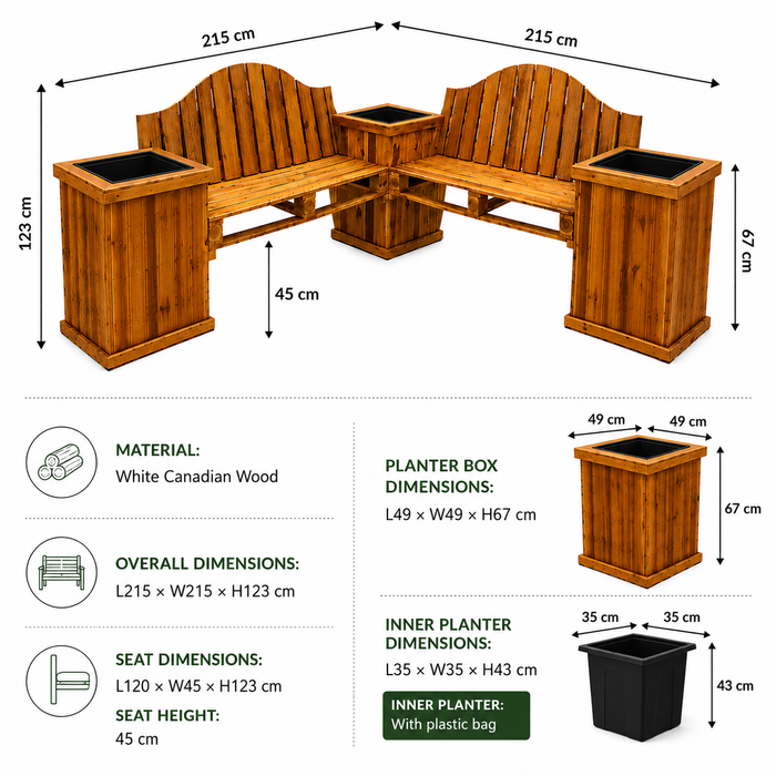 CRP Pallet wooden bench w/ planter