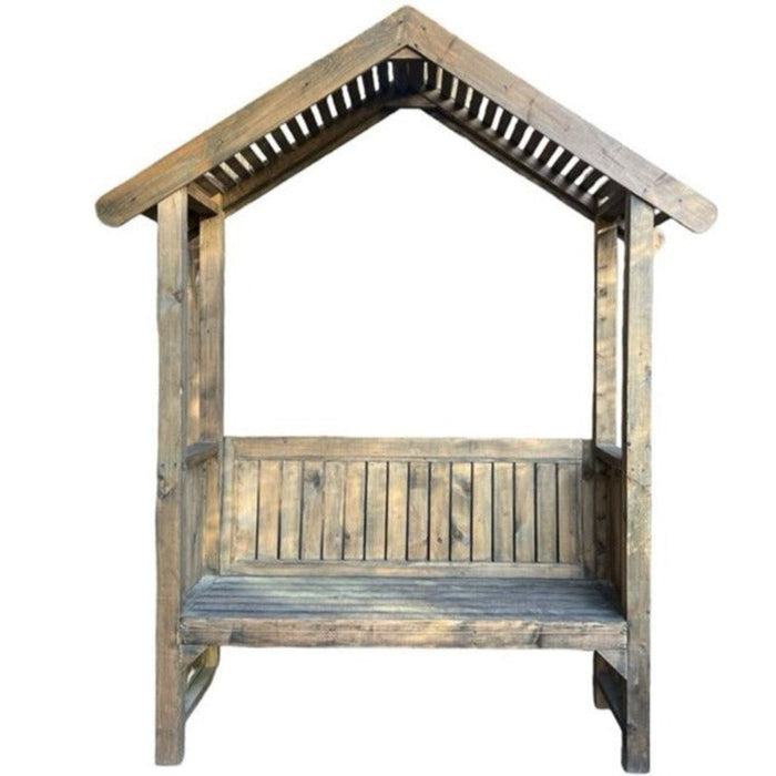Wooden Bench with Roof