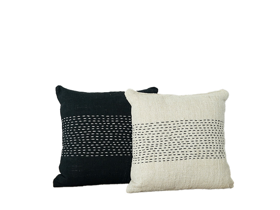 Kenur Stitch Cushion - Black