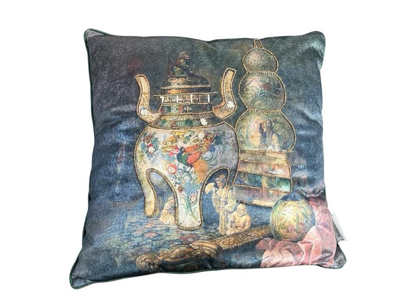 Teapot Velvet Cushion 'GR