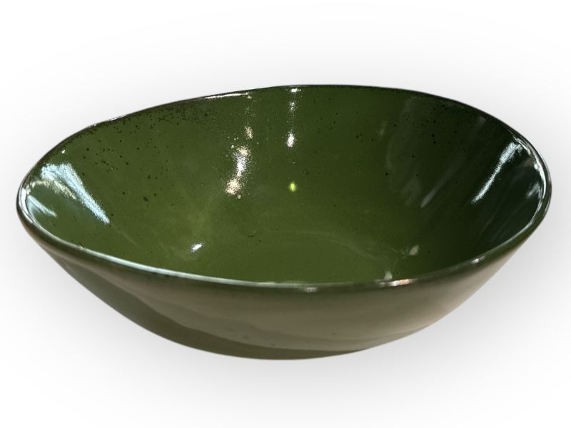 Mervyn Gers wide lip bowl 20cm moss green