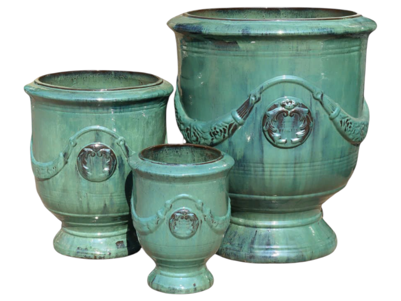 Glazed provencal urn 32x32x41 'FGR