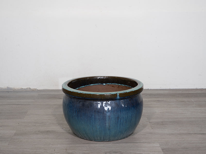 Bubble Collar Ceramic Pot - Jade Green