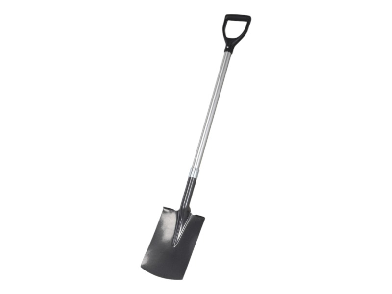 Spade with wooden handle