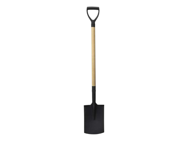 Spade with wooden handle